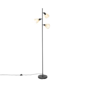 Orientální stojací lampa černá s bambusem 3-světlo - Rayan obraz