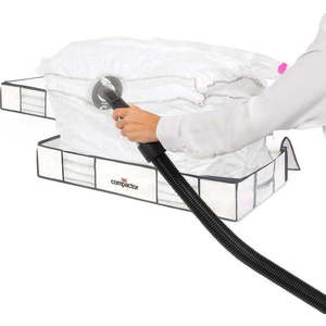 Sada 2 bílých úložných boxů pod postel s vakuovým obalem Compactor XLarge Underbed Life, 105 x 15, 5 cm obraz