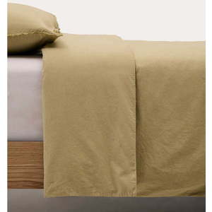 Žluté/zelené povlečení na jednolůžko/prodloužené z bavlněného perkálu 150x220 cm Sifinia – Kave Home obraz