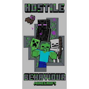 Šedá bavlněná dětská osuška 70x140 cm Minecraft Hostile Behaviour – Jerry Fabrics obraz