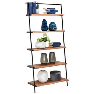 Ambia Home REGÁL, černá, barvy akácie, železo, akácie, 80/170/35 cm obraz