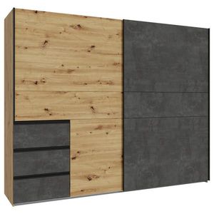 Carryhome SKŘÍŇ S POSOUVACÍMI DVEŘMI, tmavě šedá, dub artisan, 250/200/61 cm obraz