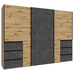 Carryhome SKŘÍŇ S POSOUVACÍMI DVEŘMI, tmavě šedá, dub artisan, 270/200/61 cm obraz