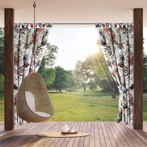 ArtFir Závěs na terasu GARDEN 21 PU | bílá/oranžová 155 x 220 cm obraz