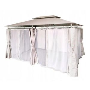 Chomik Zahradní altán GAZEBO se záclonami | béžový 300 x 400 cm obraz