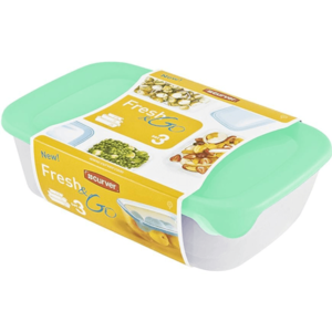 CURVER Sada dóz na potraviny FRESH & GO 2L+1L+0, 5L | transparentní / zelená obraz