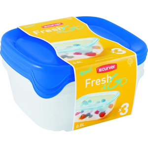 CURVER Sada dóz na potraviny FRESH & GO 3x0, 8L | transparentní/modrá obraz