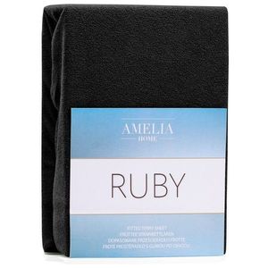 Froté prostěradlo s gumou AmeliaHome Ruby černé, velikost 180-200x200 obraz