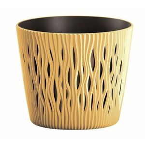 Prosperplast Květináč s vkladem Sandy Round hořčicový, varianta 18, 9 cm obraz
