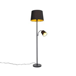 Chytrá stojací lampa černá se zlatem včetně Wi-Fi A60 a E14 - Retro obraz