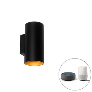 Chytrá nástěnná lampa černá se zlatem 2-světlo vč. Wifi GU10 - Sab obraz