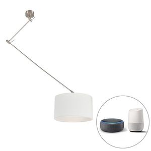 Chytré závěsné svítidlo ocel sstínítkem bílým 35cm vč. Wifi A60 - Blitz obraz