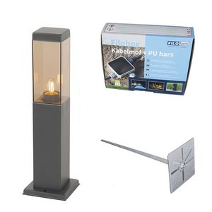Moderní venkovní lampa tmavě šedá s kouřem 45 cm - Malios obraz