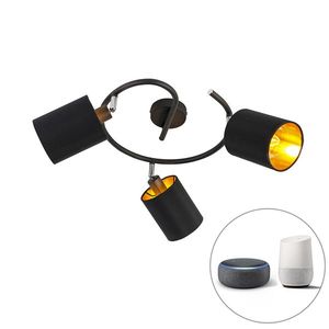 Chytré moderní stropní svítidlo černé vč. 3 WiFi B35 - Lofty obraz