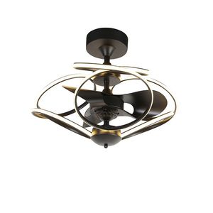 Designový stropní ventilátor černý s dálkovým ovládáním vč. LED - Kauv obraz