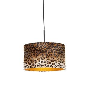 Moderní závěsné svítidlo černé s leopardím stínítkem 35 cm - Combi obraz