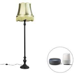 Chytrá stojací lampa černá sabajurem zelená vč. wifi A60 - Classico obraz