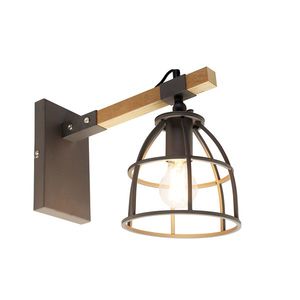 Chytrá nástěnná lampa tmavě šedá se dřevem, nastavitelná, vč. WiFi A60 - Arthur obraz