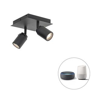 Chytré koupelnové bodové světlo černé čtvercové IP44 vč. 2 Wifi GU10 - Ducha obraz