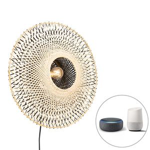 Chytrá nástěnná lampa bambus 50 cm se zástrčkou vč. Wifi A60 - Rina obraz