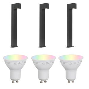 Sada 3 chytrých venkovních stojacích lamp černá 65cm IP44 - Baleno obraz