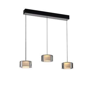 Hanglamp zwart met smoke glas incl. LED 3-lichts easylift - Rika obraz