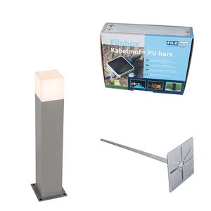 Venkovní lampa 50 cm šedá se zemním hrotem a kabelovou objímkou - Dánsko obraz