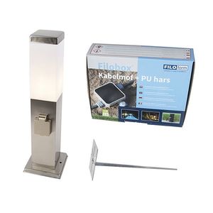 Venkovní lampa ocelová vč. objímky IP44 - Malios se zemním hrotem a kabelovou objímkou obraz
