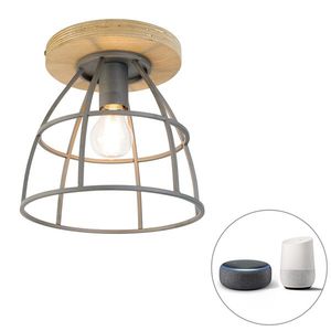 Chytré stropní svítidlo tmavě šedé se dřevem vč. WiFi E27 - Arthur obraz