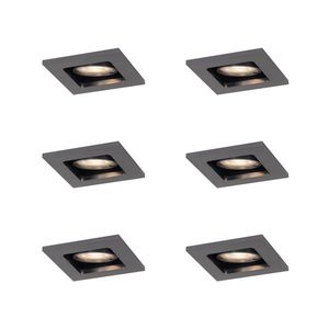 Sada 6 moderních zapuštěných bodových svítidel Gunmetal GU10 50mm kulatá naklápěcí - Qure obraz