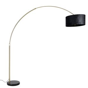 Oblouková lampa mosazná s černým textilním stínítkem černá 50 cm - XXL obraz