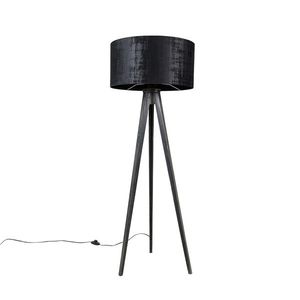 Stojací lampa stojan černá sstínidlem černým 50 cm - Tripod Classic obraz