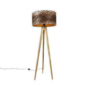 Rustikální stojan s leopardením stínítkem 50 cm - Tripod Classic obraz