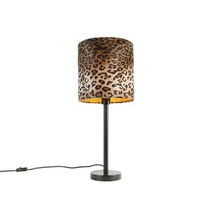 Moderní stolní lampa černá s leopardím stínítkem 25 cm - Simplo obraz