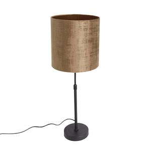 Stolní lampa černá s hnědým sametovým stínítkem 25 cm nastavitelná - Parte obraz