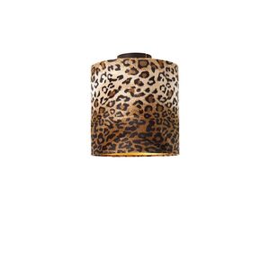 Stropní lampa matně černá sstínítkem sleopárdím vzorem 25 cm - Combi obraz