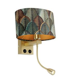 Nástěnná lampa mosazná s oválným sametovým stínítkem s designem listů 25 cm - Brescia Combi obraz
