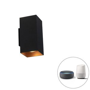 Chytrá nástěnná lampa černá se zlatým čtvercem vč. 2 Wifi GU10 - Sab obraz