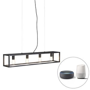 Chytré průmyslové závěsné svítidlo černé vč. 4 WiFi A60 - Cage obraz