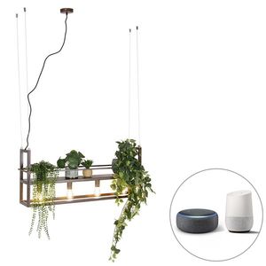Chytré závěsné svítidlo rezavě hnědé spoličkou vč. 4Wi-Fi A60 - Cage Rack obraz