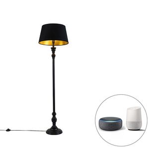 Chytrá stojací lampa černá sstínítkem černým se zlatem 45 cm vč. Wifi A60 - Classico obraz