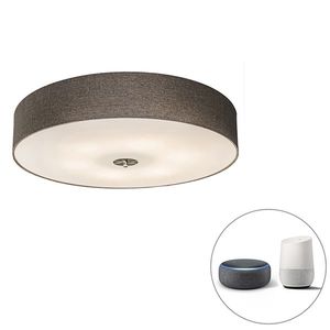Chytré stropní svítidlo hnědošedé 70 cm včetně 6 WiFi žárovek A60 - Drum Jute obraz