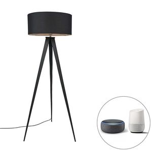 Chytrá stojací lampa černá s černým stínítkem vč. Wifi A60 - Ilse obraz