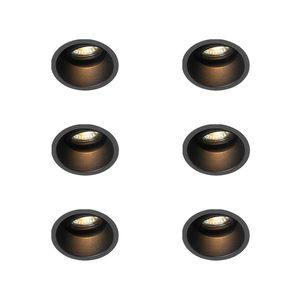 Sada 6 moderních zapuštěných bodových svítidel černá nastavitelná - Alloy obraz