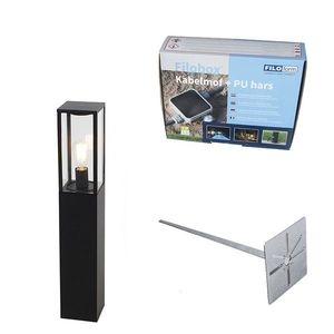 Venkovní sloupková lampa černá 80 cm se zemním hrotem a kabelovou průchodkou - Charlois obraz