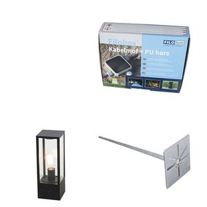 Stojací venkovní lampa černá 40 cm se zemním hrotem a kabelovou průchodkou - Charlois obraz