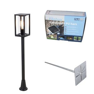 Stojací venkovní lampa černá 100 cm se zemním hrotem a kabelovou průchodkou - Charlois obraz