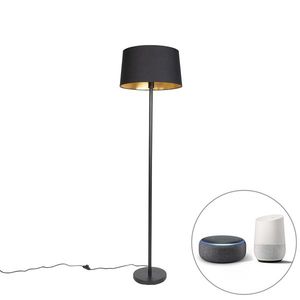 Chytrá stojací lampa černá s černým stínítkem 45 cm vč. Wifi A60 - Simplo obraz
