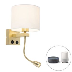 Chytrá nástěnná lampa zlatá s bílým stínítkem vč. Wifi A60 - Brescia obraz