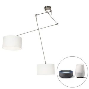 Chytré závěsné svítidlo ocel sstínítkem 35cm bílé vč. 2Wi-Fi A60 - Blitz obraz